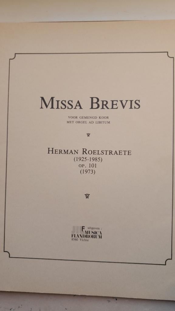 MISSA  BREVIS                 H. Roelstraete, Musique & Instruments, Partitions, Neuf, Enlèvement ou Envoi, Autres genres, Religion et Gospel