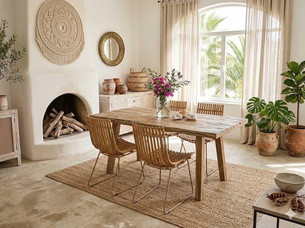 4 très belles chaises en bambou au nouveau design Ibiza/Boho, Neuf, Enlèvement, Autres matériaux, Quatre