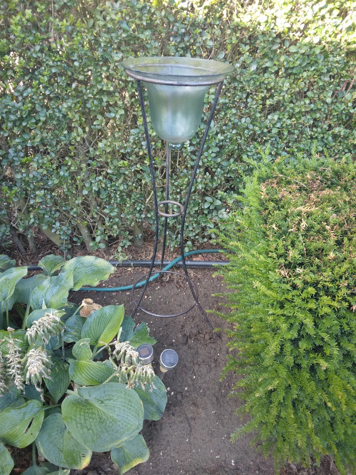 ijzeren staander met glazen stolp, Tuin en Terras, Buitenverlichting, Ophalen