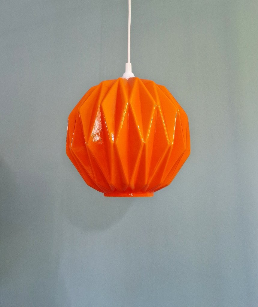 Suspension vintage en opaline orange, 1970, Enlèvement ou Envoi