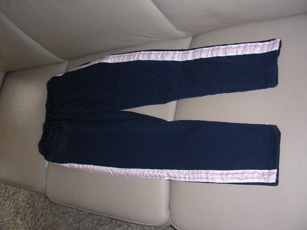 Donkerblauwe lange broek lichtroze/witte streep, Name It 164, Pantalon, Comme neuf, Fille, Enlèvement ou Envoi