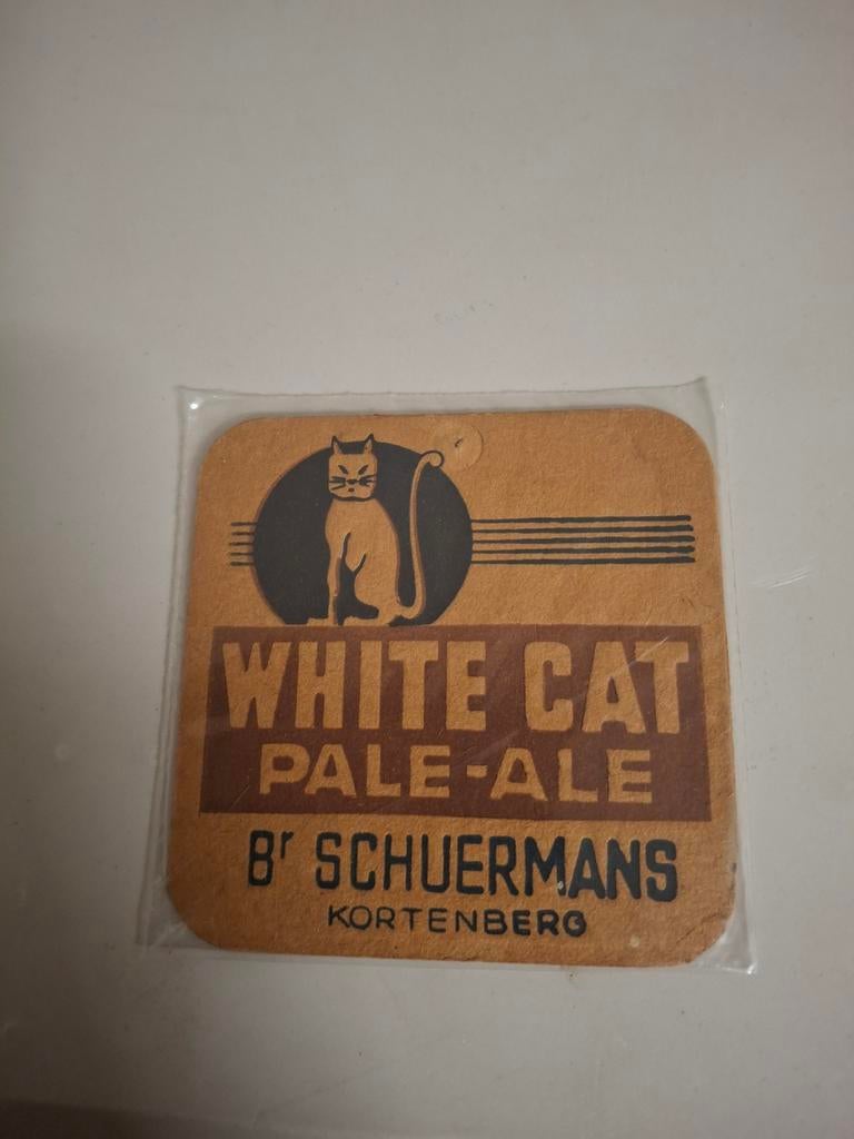 Oud bierviltje white cat pale ale schuermans kortenberg, Verzamelen, Biermerken, Ophalen of Verzenden