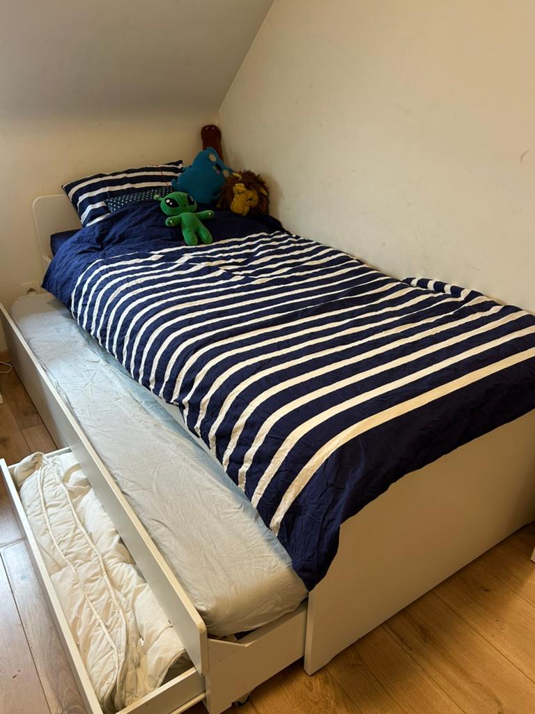 Bed 90 x 200 cm met onderbed en 2 lades, Huis en Inrichting, Slaapkamer | Bedden, Ophalen, Gebruikt, 90 cm, Eenpersoons