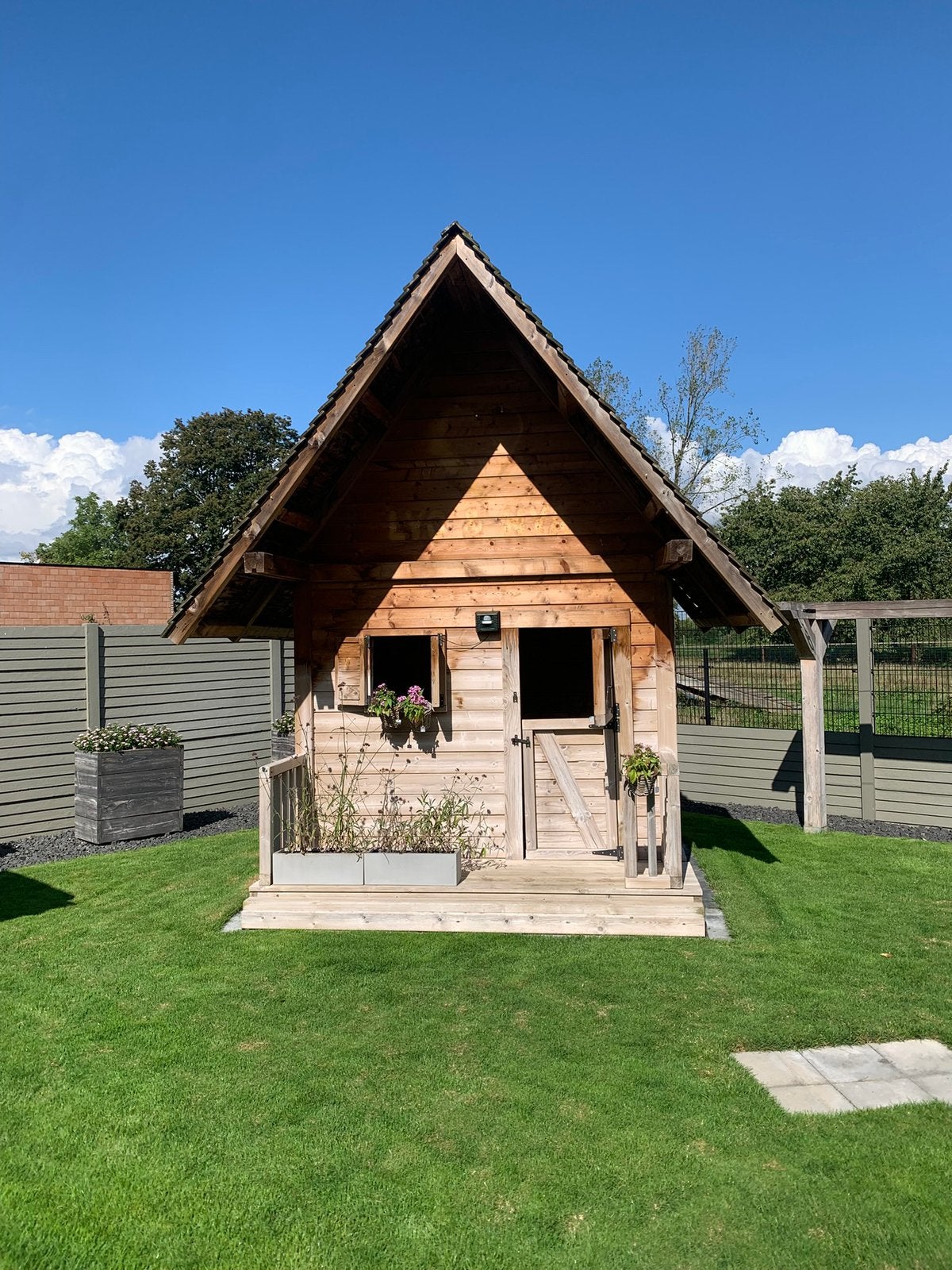 Tuinhuis 248x248, Met overkapping, Hout, Ophalen, Minder dan 250 cm