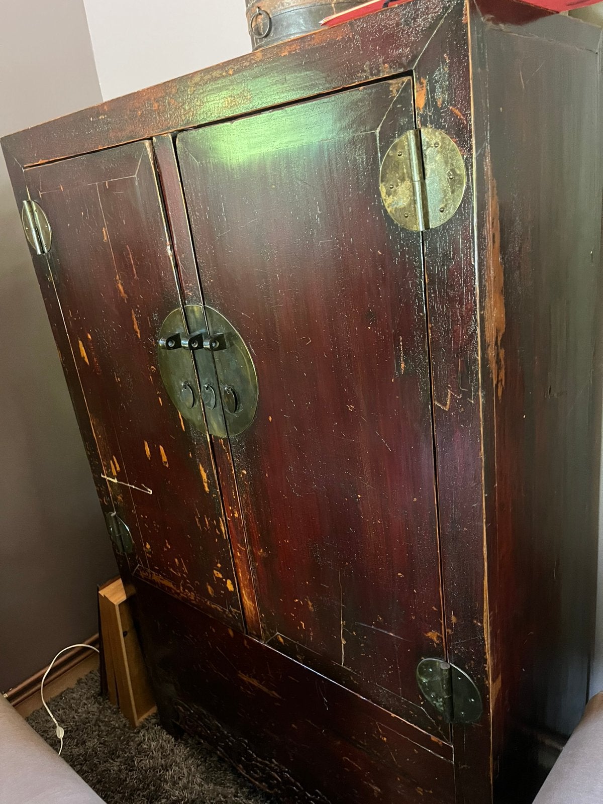 Oosterse kast met legplank en 2 schuiven, Antiek en Kunst, Ophalen