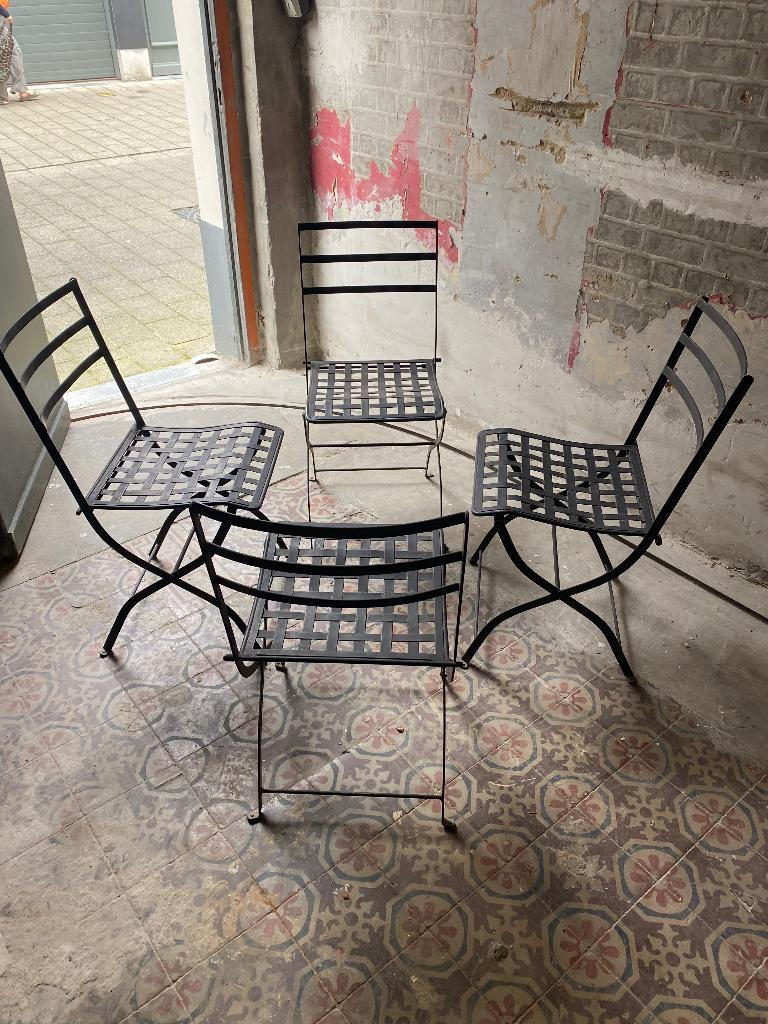 Ijzeren terrasstoelen tuinstoelen, Tuin en Terras, Tuinstoelen, Ophalen, Gebruikt, Metaal, Inklapbaar