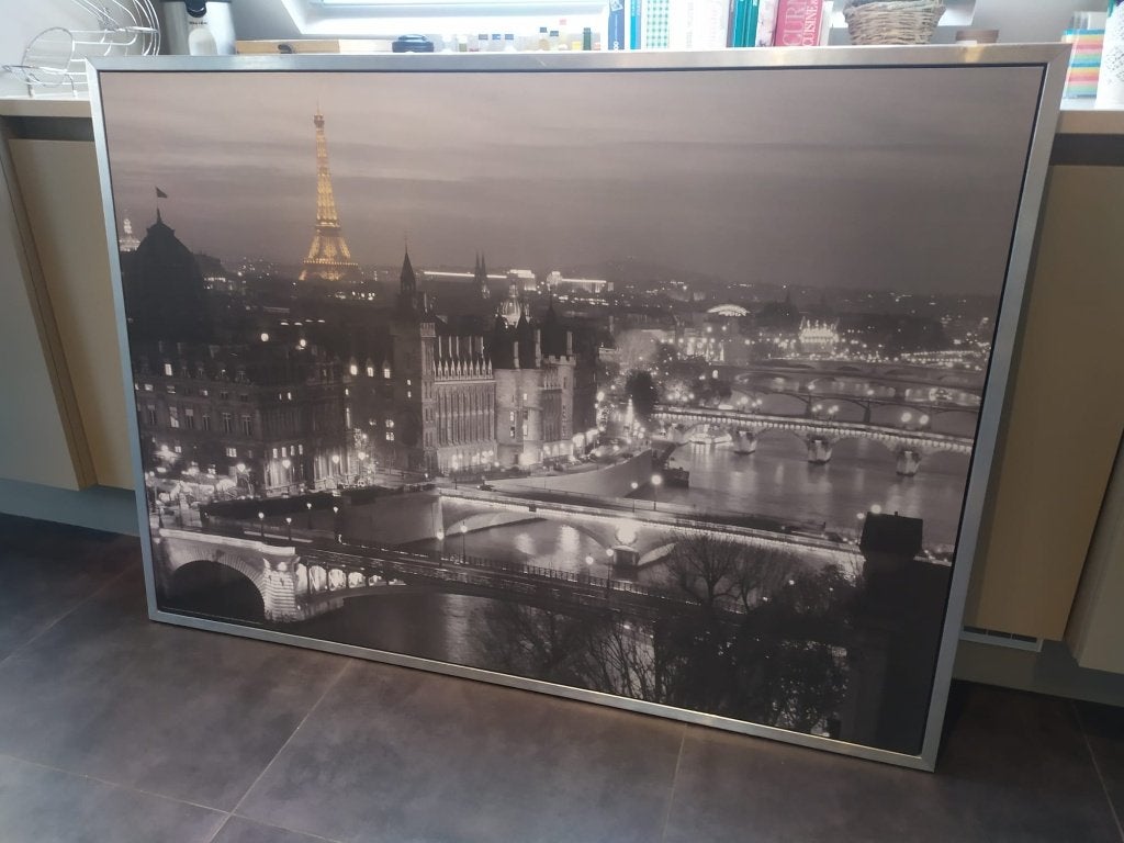 IKEA TABLE XXL zwart en wit PARIS „Vilshult” zilveren frame, Huis en Inrichting, Ophalen, Metaal, 140 cm, Zilver