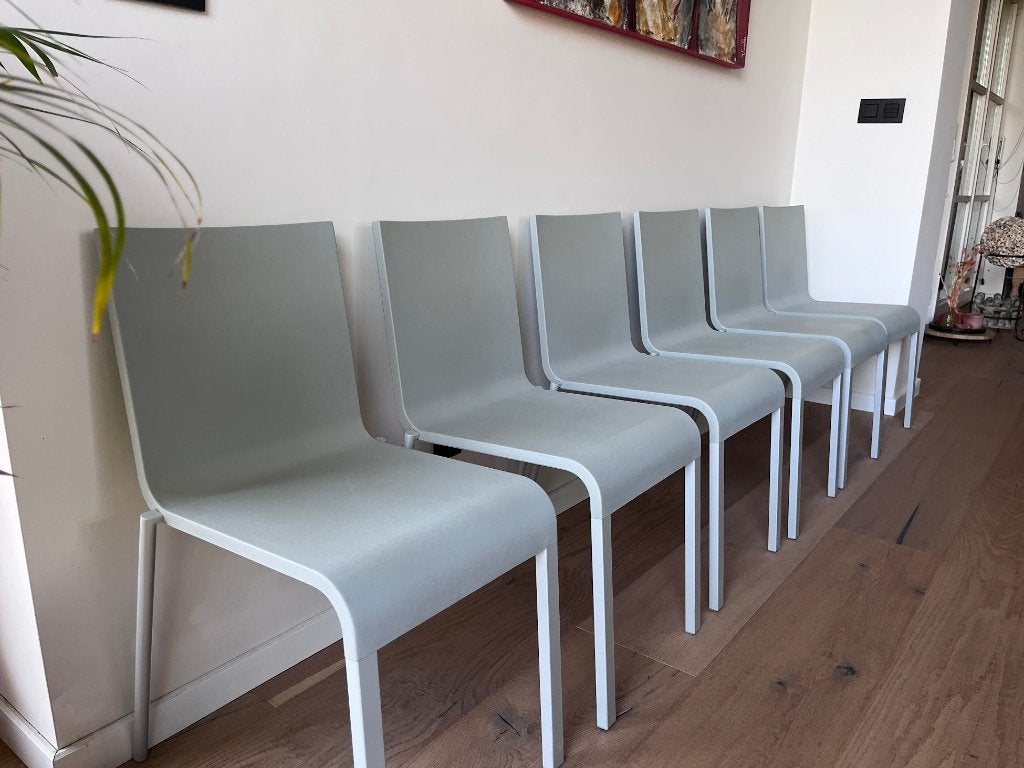 6 Vitra 03 design stoelen Maarten Van Severen, Ophalen, Zo goed als nieuw, Grijs, Metaal