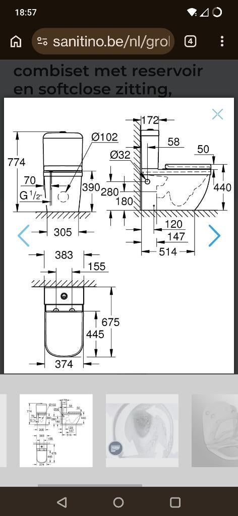 Grohe triple Vortex, Doe-het-zelf en Bouw, Sanitair, Ophalen, Nieuw, Toilet