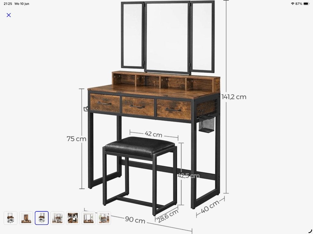Make up tafel met stoeltje, Ophalen, Gebruikt, Industrieel