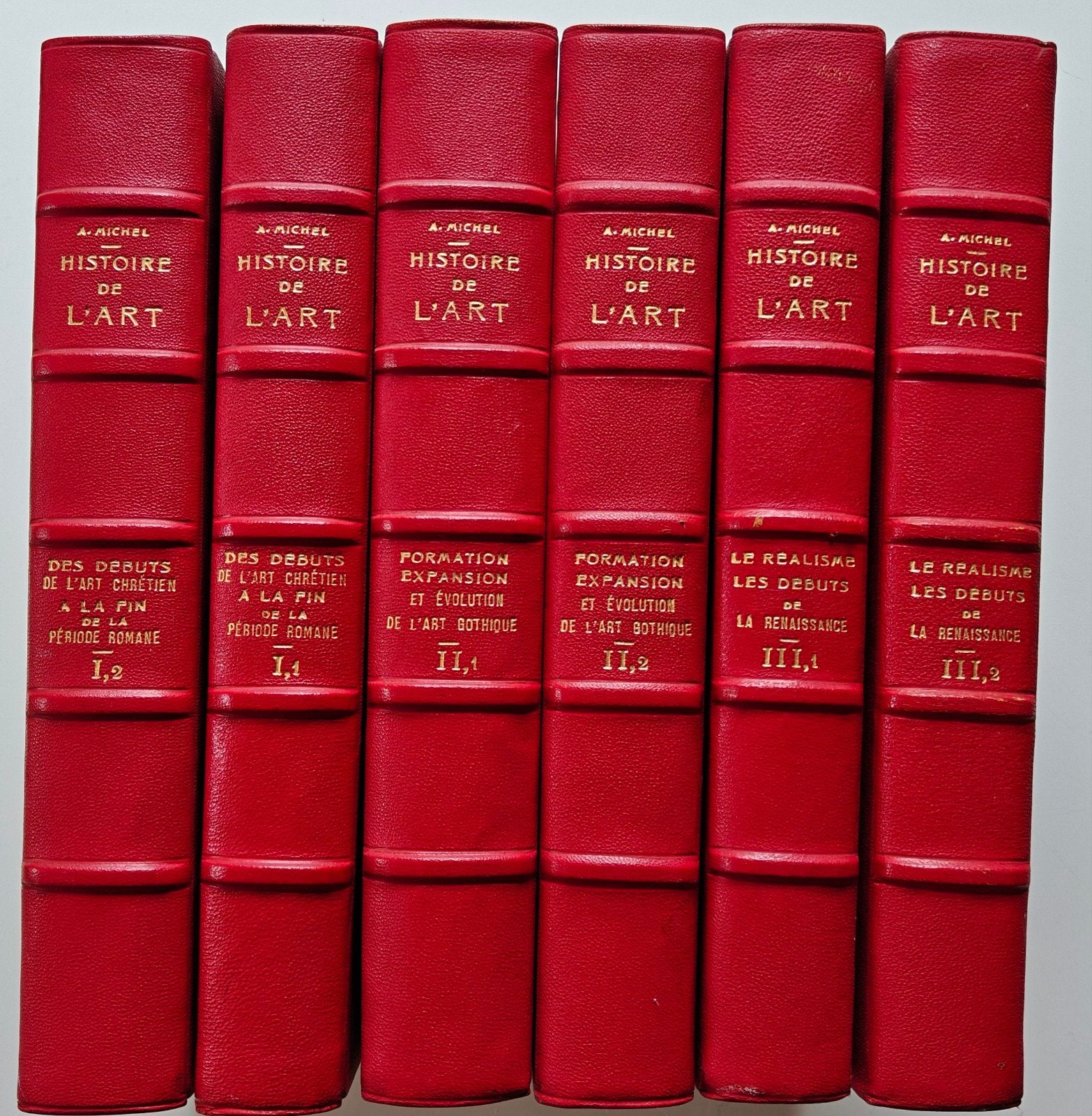 Histoire de l' Art. 6 delen. Halflederen banden., Ophalen of Verzenden