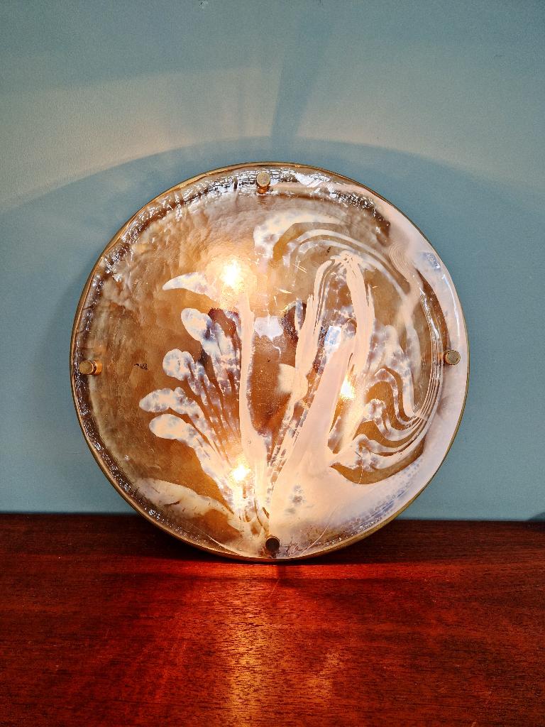 Grote plafondlamp/wandlamp van Murano-glas, Hillebrand, 1970, Ophalen of Verzenden