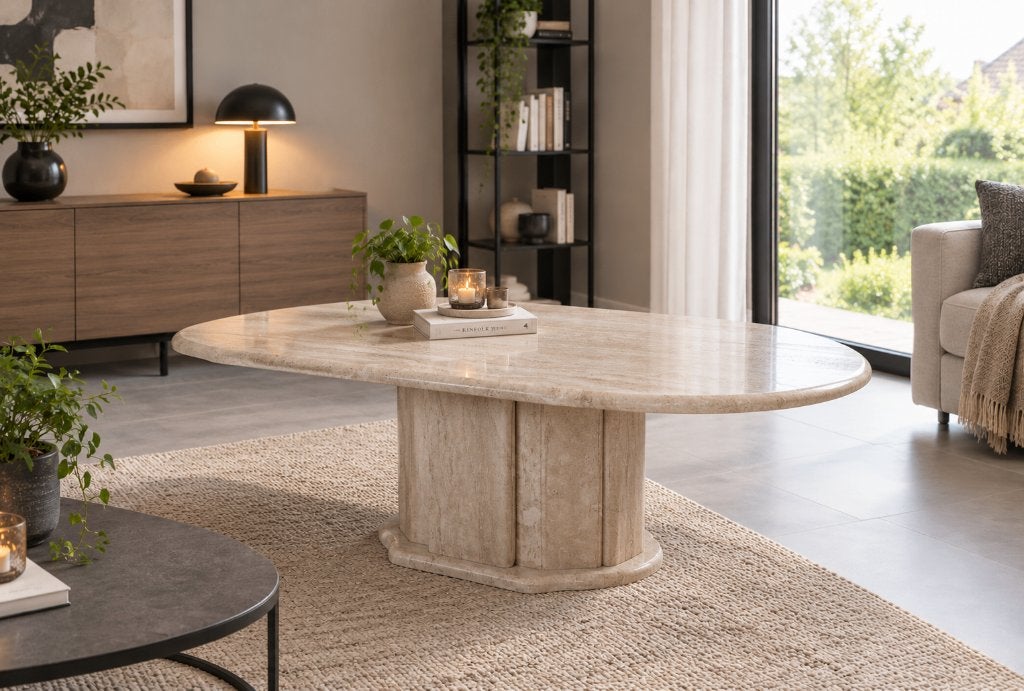 salontafel travertin 135x65 cm, Ophalen
