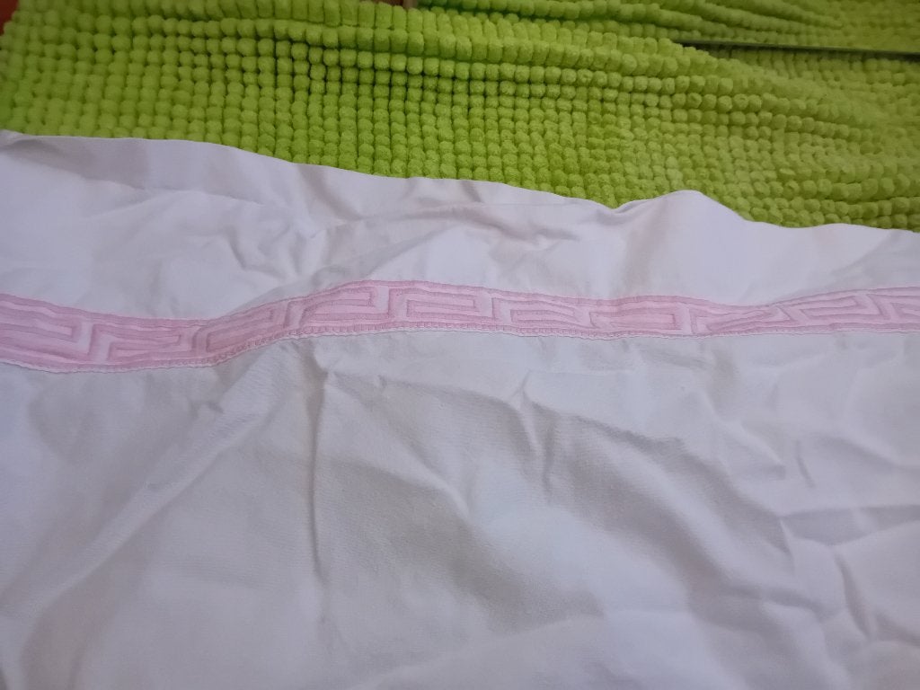 Drap de lit ancien brodé 1 en coton, Enlèvement, Coton, Une personne, Blanc