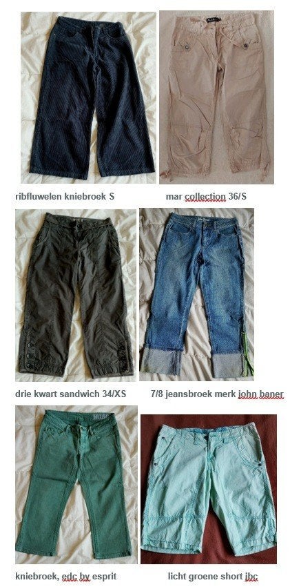 zomer drie kwart broeken en short, maat XS, S en M, Enlèvement ou Envoi, Taille 34 (XS) ou plus petite, Trois-quarts