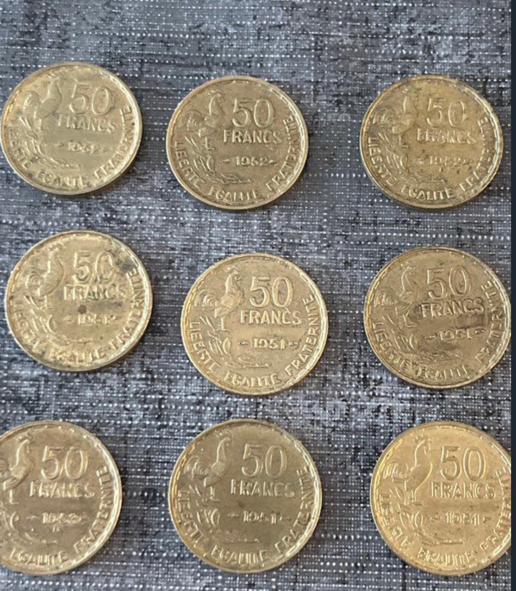 Lot de 50 fr guiraud, Postzegels en Munten, Munten | Europa | Euromunten, Ophalen of Verzenden