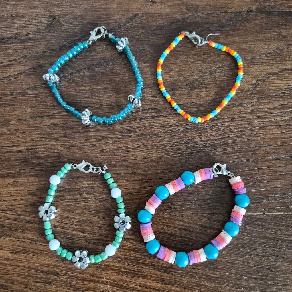4 armbanden, Gebruikt, Meerkleurig, Handgemaakt, Sieraden