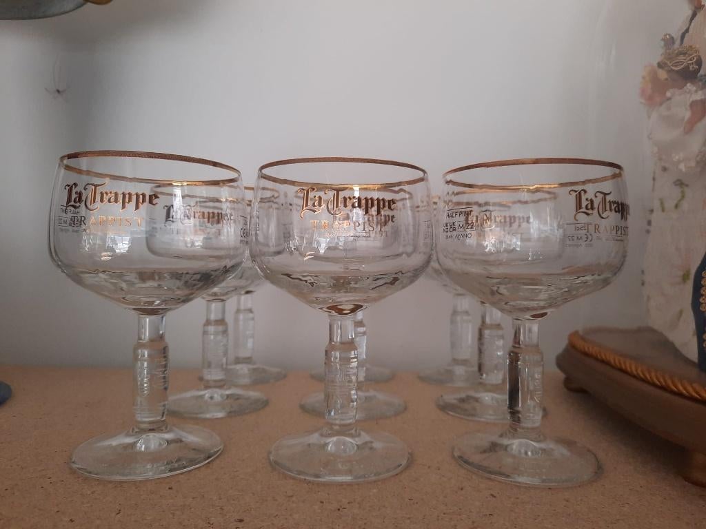 9 La Trappe Trappist glazen, Verzamelen, Ophalen, Zo goed als nieuw, Bierglas