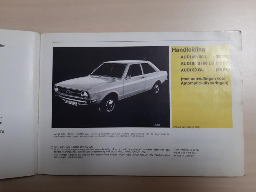 Handleiding Audi 80 1974 met electrisch schema, Ophalen