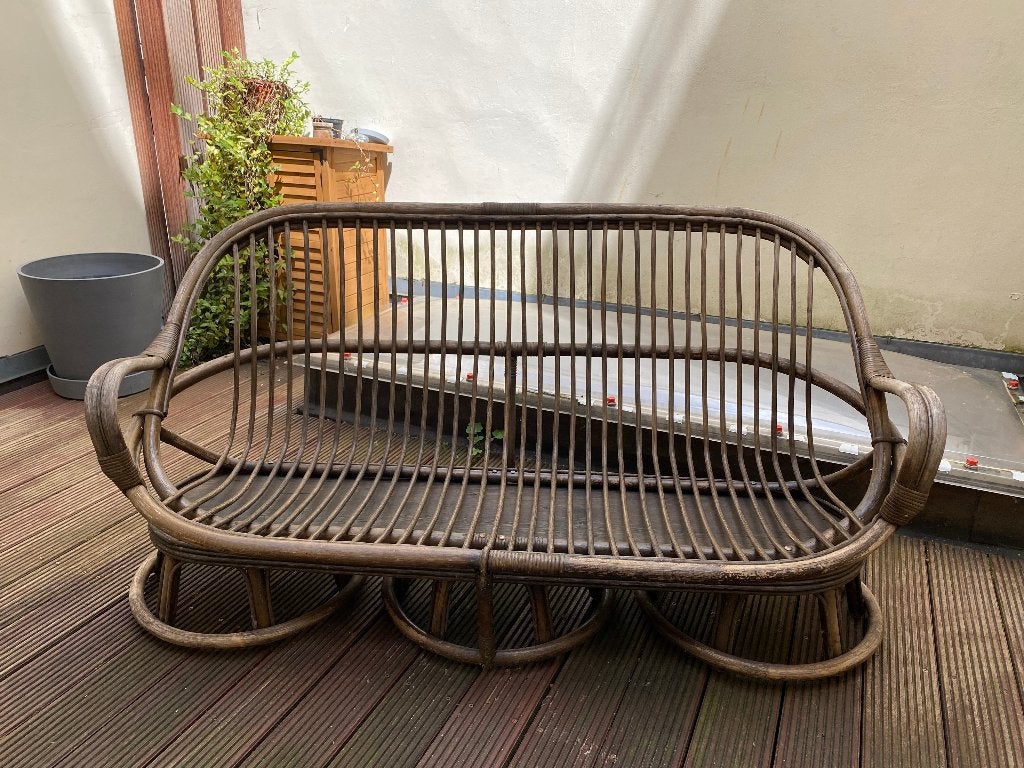Canapé de terrace en bambou, Huis en Inrichting, Zetels | Zetels, Ophalen, Gebruikt, 150 tot 200 cm, Driepersoons