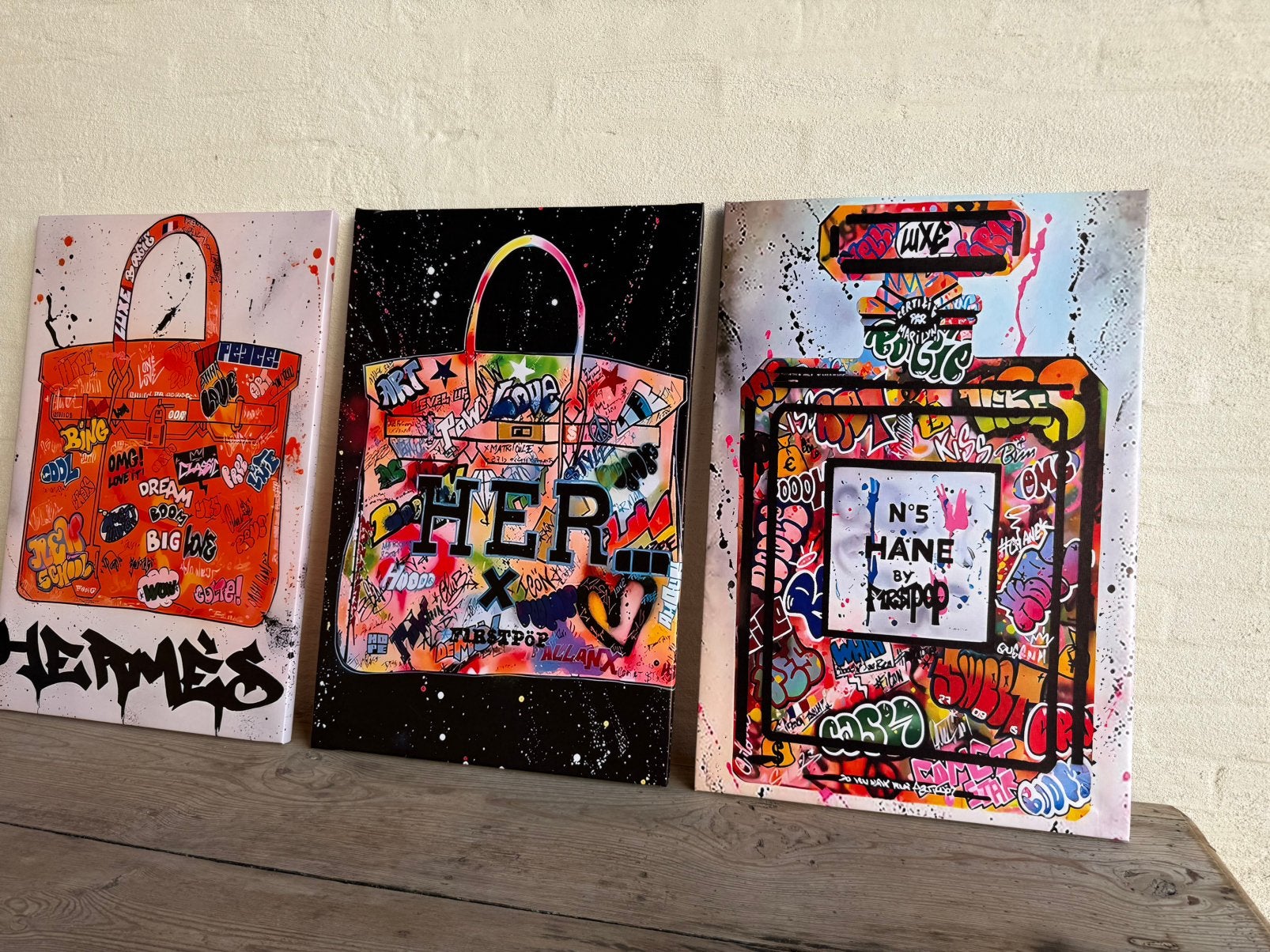 3 grote canvassen In Pop Art / Grafitti thema, Ophalen