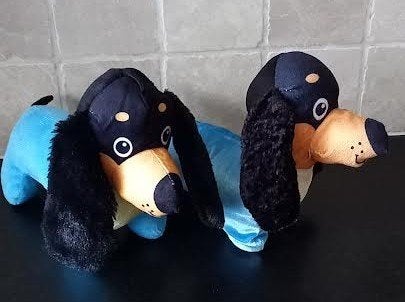 knuffel teckel hond 3 stuks, Ophalen of Verzenden, Zo goed als nieuw, Hond, Wasbaar