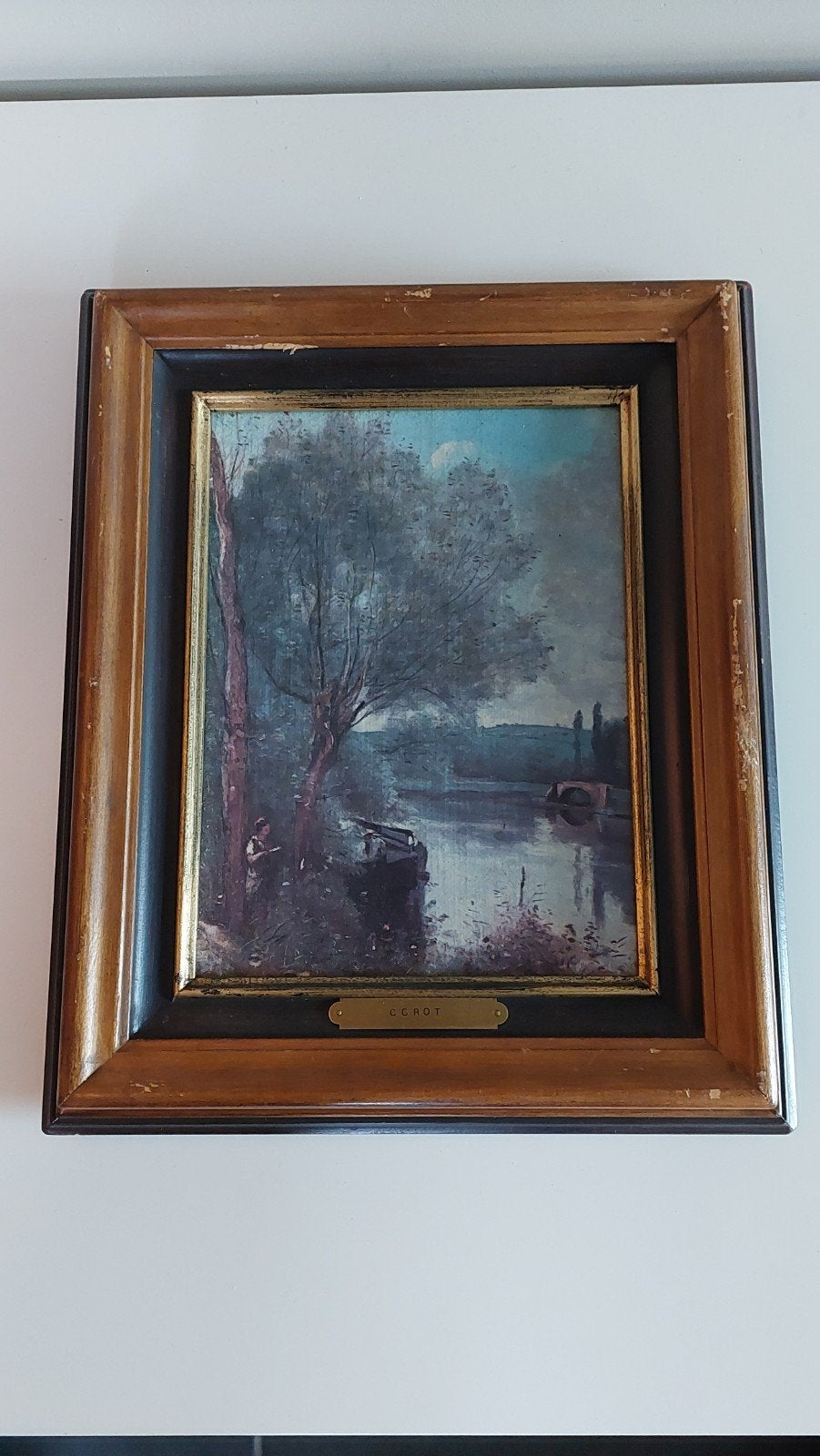 Mooie vintage reproductie van Le Passeur van Corot uit 1865, Enlèvement ou Envoi