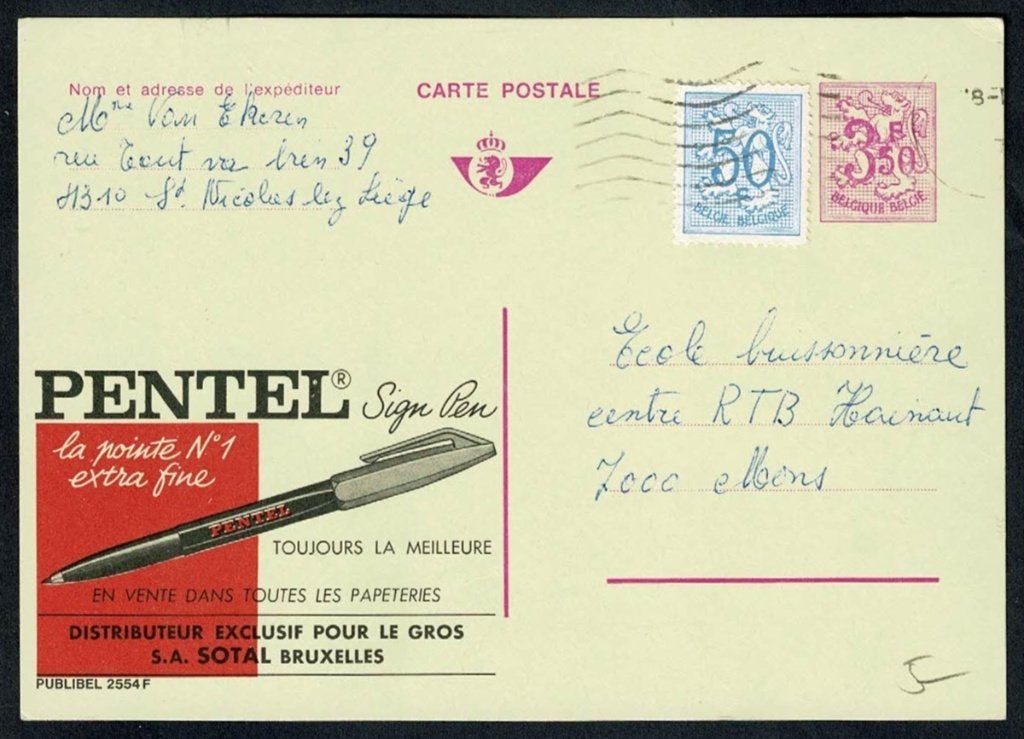 Publibel 2554 F, Envoi, Affranchi