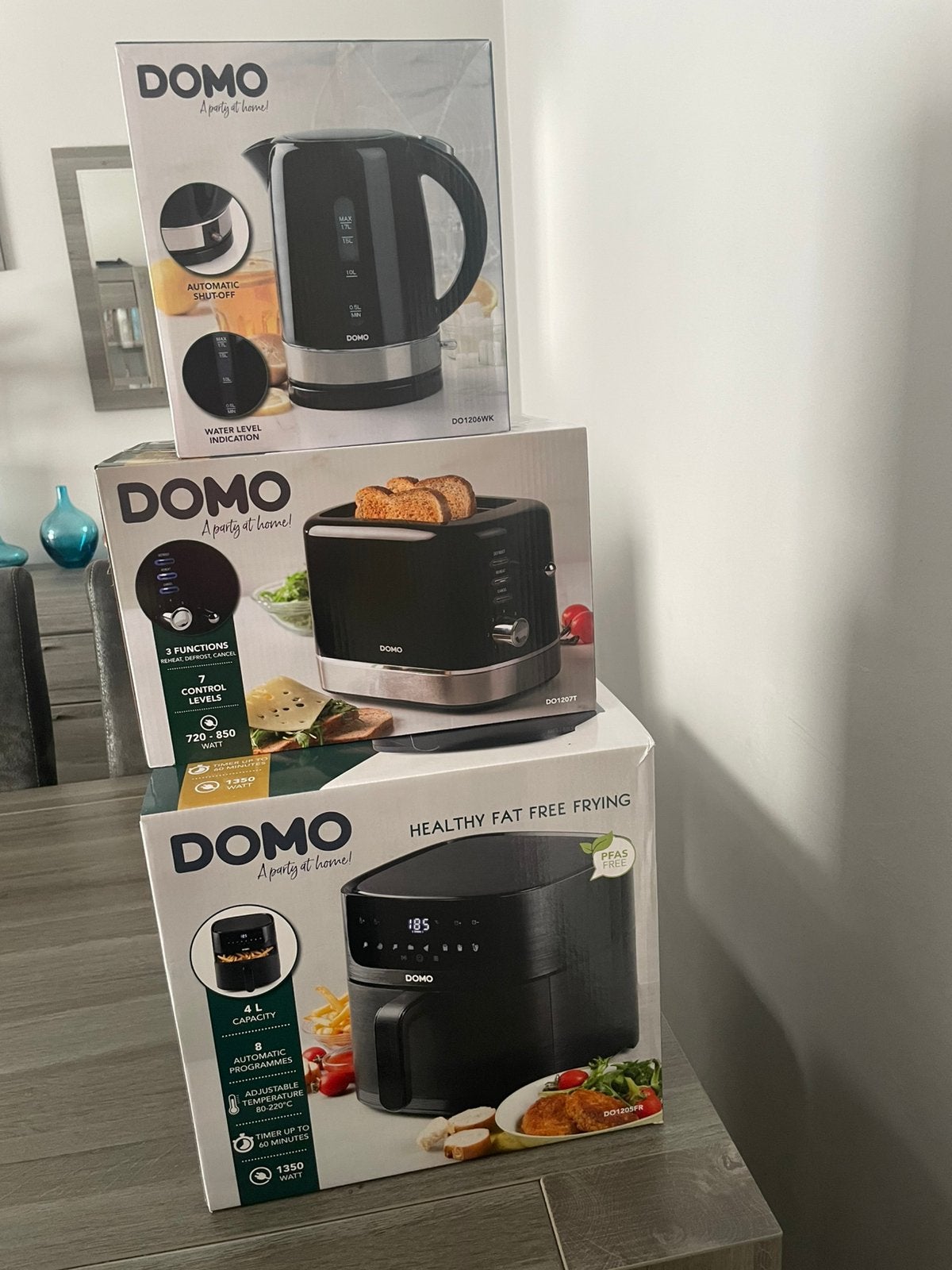 Set van airfryer, broodrooster en waterkoker, Electroménager, Enlèvement, Neuf, Friteuse à air