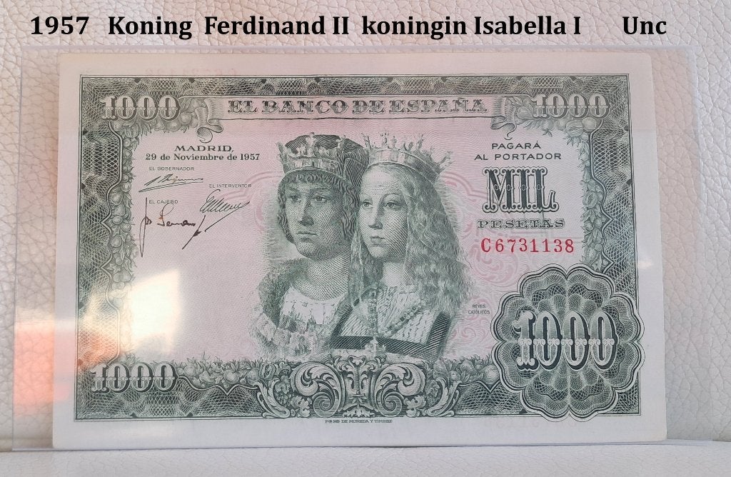 Spanje - 1000 Pesetas 1957 - Unc, Verzenden, Overige landen, Los biljet