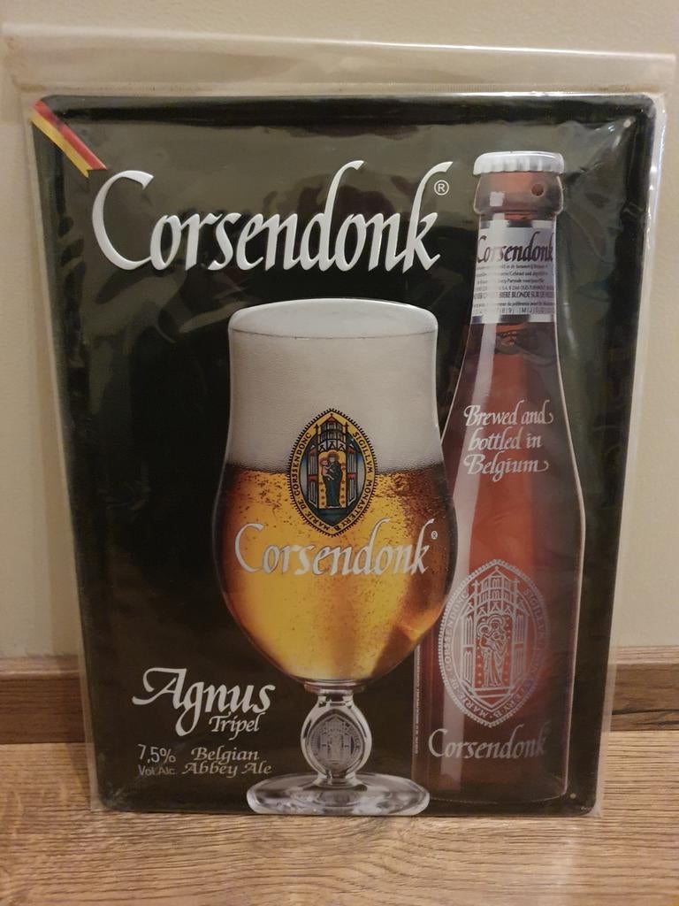 Metaal Reclamebord - Corsendonk Agnus Tripel -, Ophalen of Verzenden, Zo goed als nieuw, Reclamebord, Plaat of Schild, Overige merken