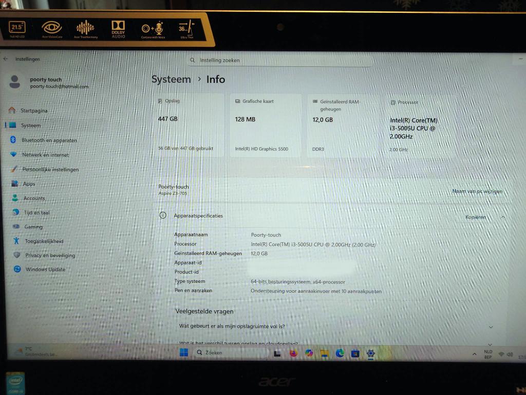 ACER TOUGH 21,5 ALL IN ONE PC MONITOR, Computers en Software, Ophalen, Touchscreen, Gebruikt, HD