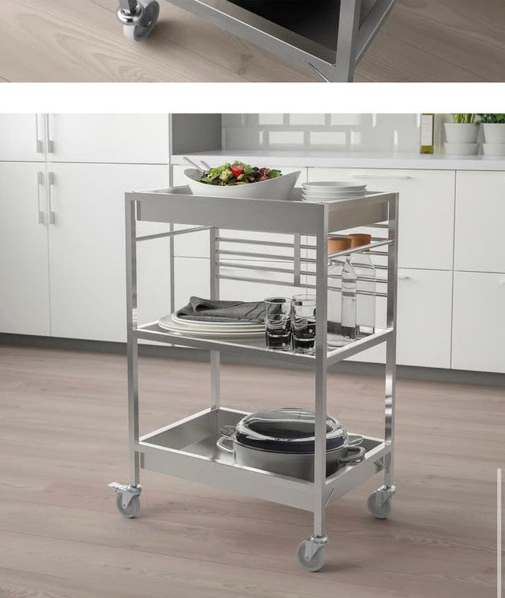 KUNGSFORS roltafel keuken roltafel roestvrijstaal, Ophalen, 50 tot 100 cm, Zo goed als nieuw, 25 tot 50 cm