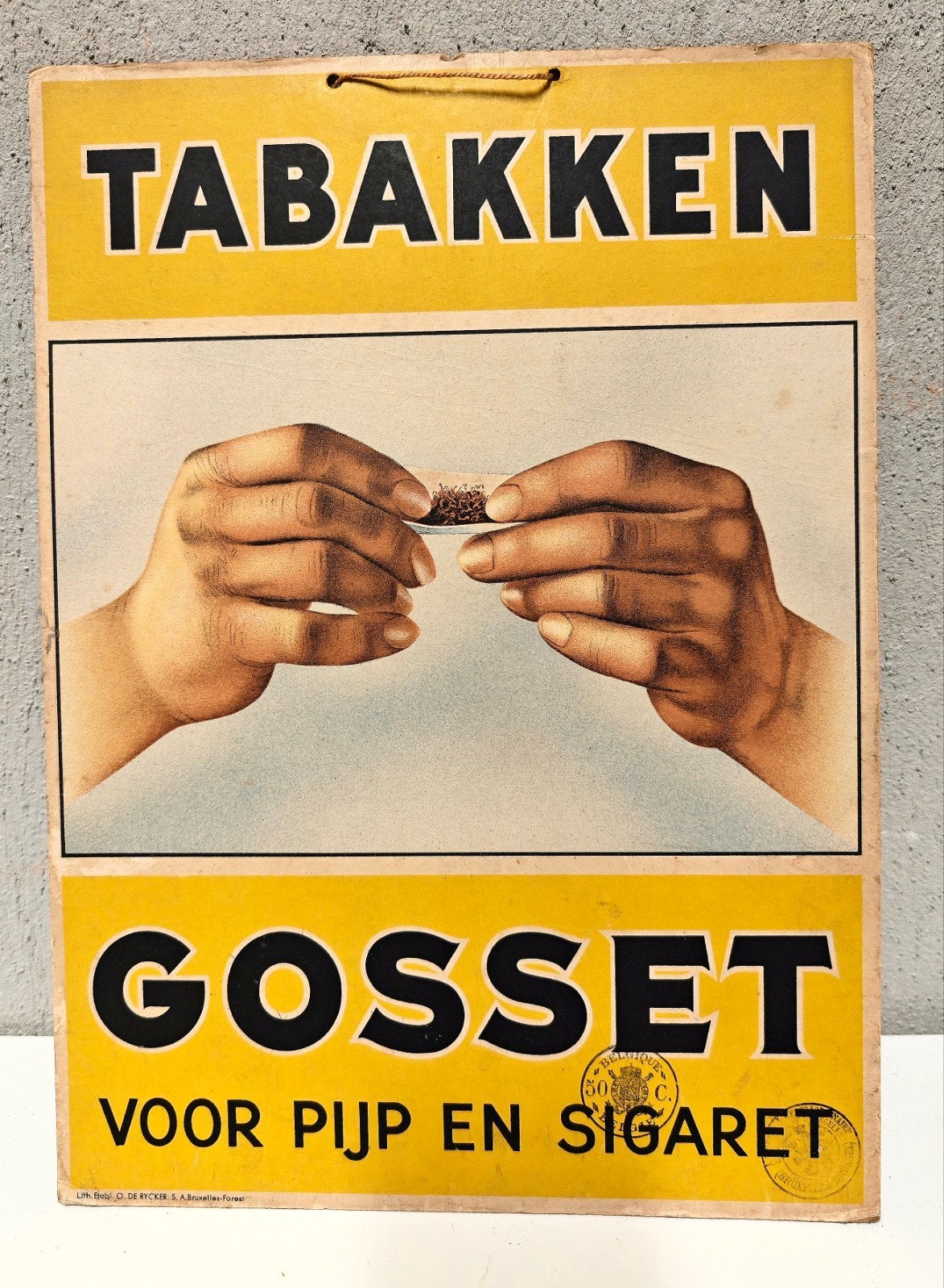 reclamebord  tabak / tabac  GOSSET, Collections, Envoi, Panneau publicitaire