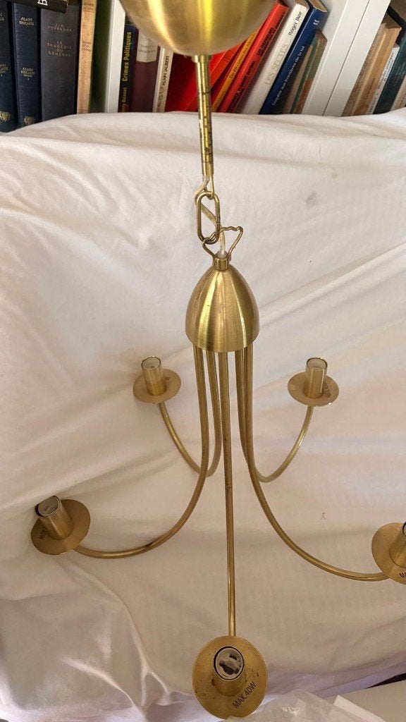 Lustre 5 branches en laiton – Style classique, Enlèvement, Utilisé, Métal
