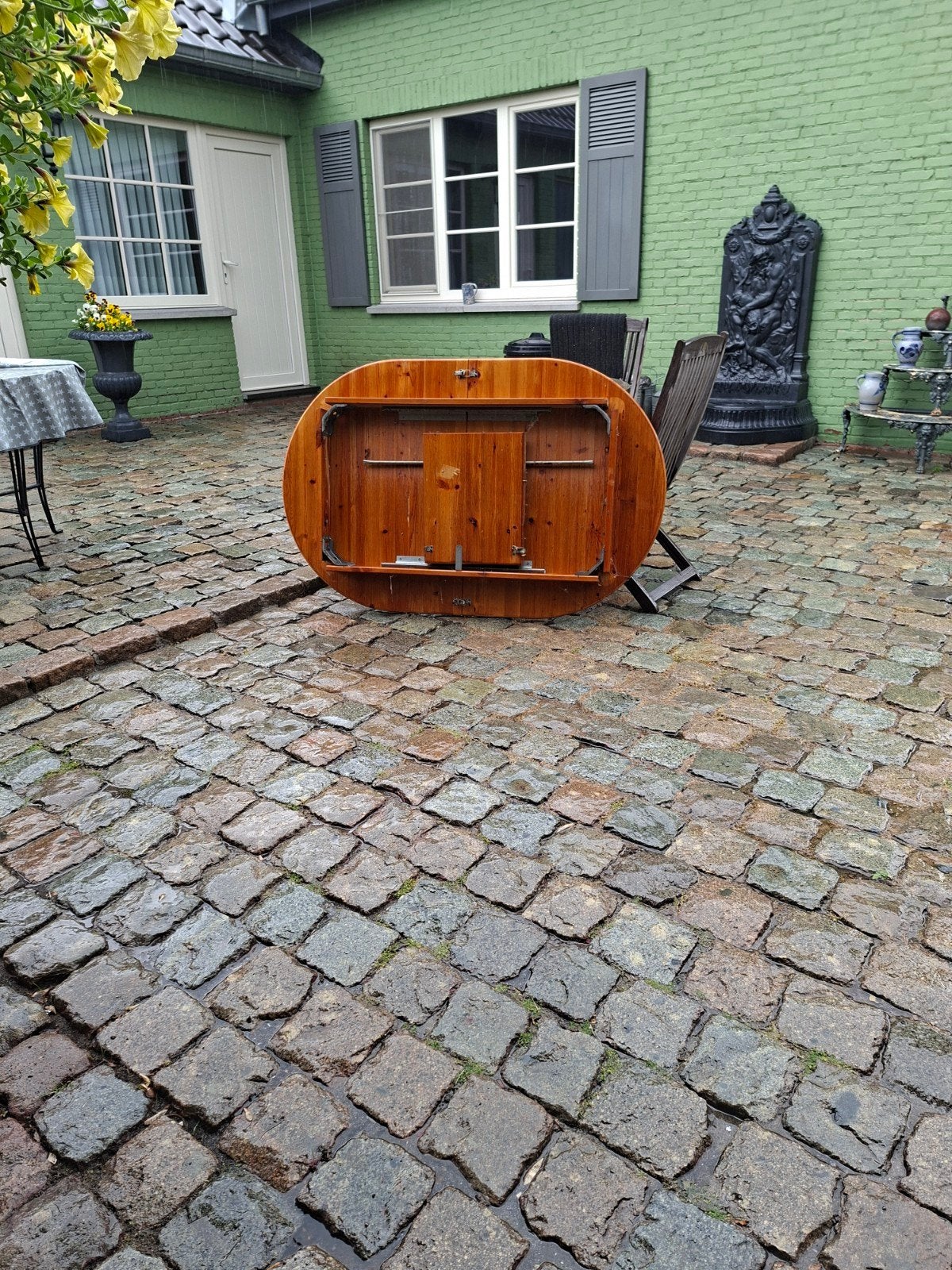 Grenen tafel en stoelen, Ophalen