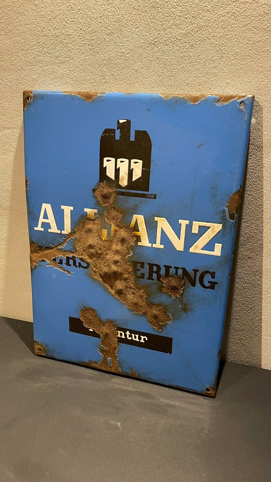 Plaque émaillée Allianz., Enlèvement ou Envoi, Utilisé, Panneau publicitaire