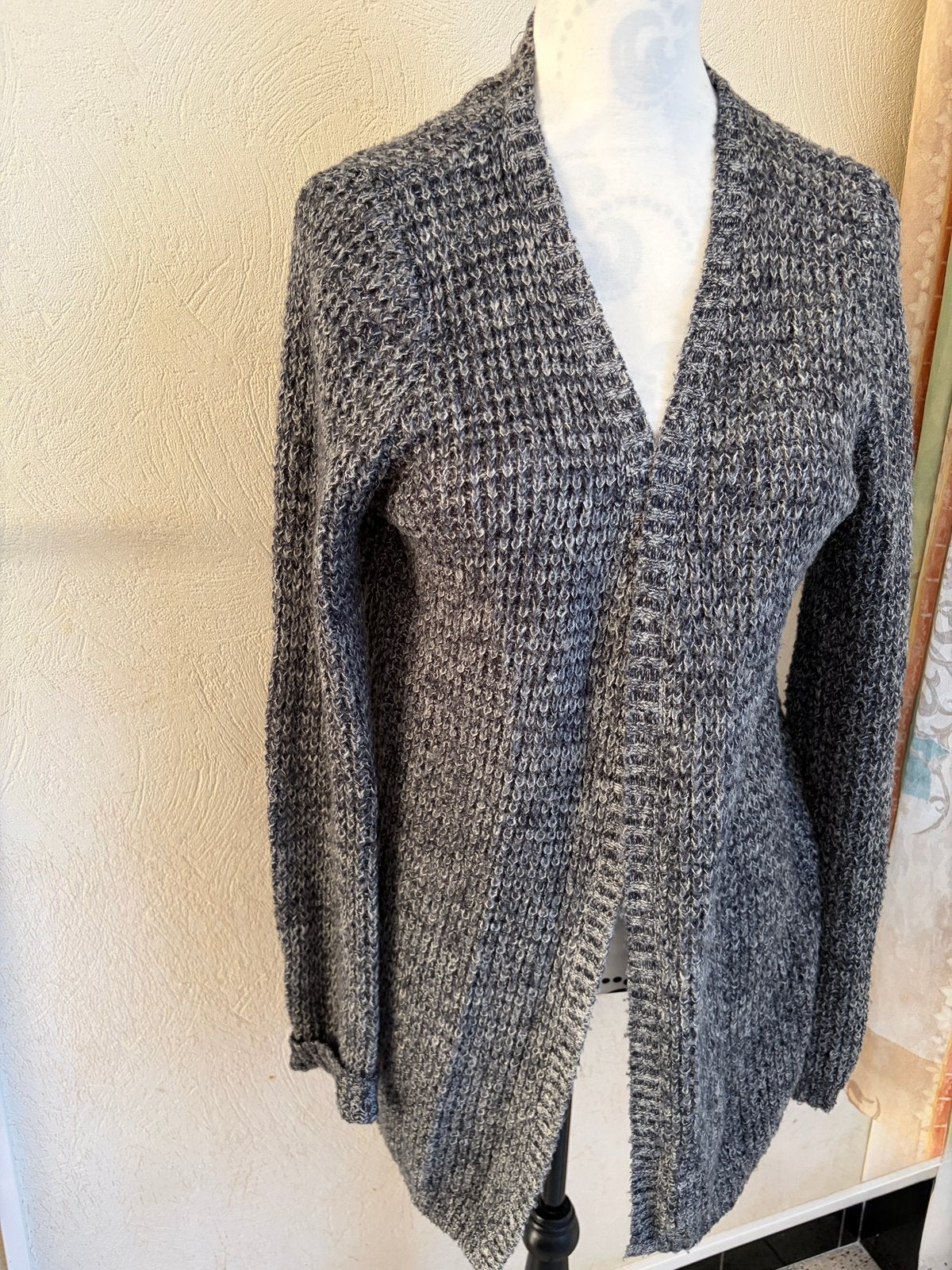 Gilet long ouvert en maille chinée – America Today  XL, Enlèvement ou Envoi, Comme neuf, Gris