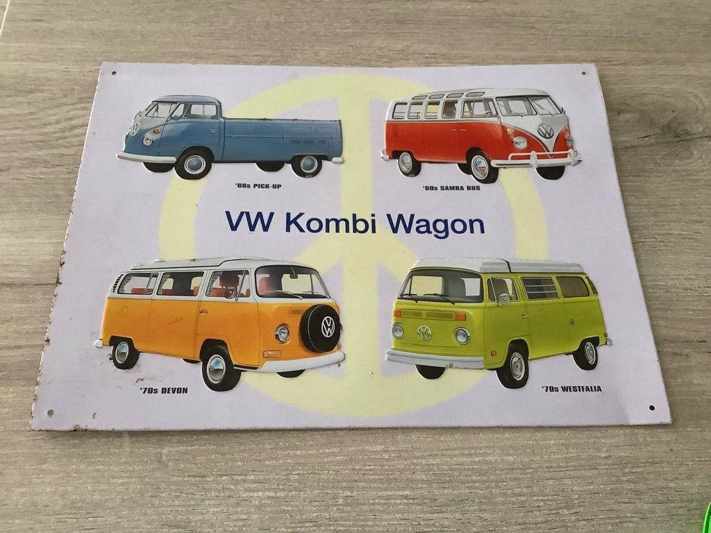 Plaque métallique VW Combi Wagon (30x40 cm), Enlèvement ou Envoi, Utilisé, Voitures