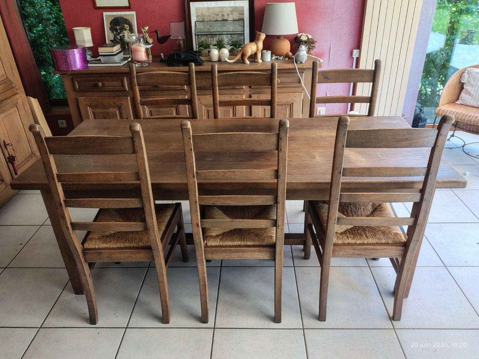 Table et 6 chaises en chêne massif, Maison & Meubles, Salles à manger complètes