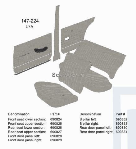 Volvo Bekleding Amazon 4 deurs B stijl rechts grijs 149-226, Enlèvement ou Envoi, Neuf, Volvo