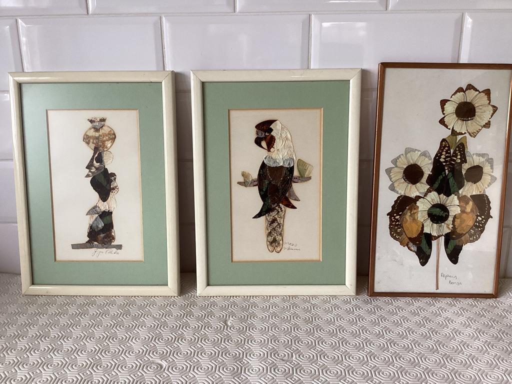 Vintage Prachtige kunstwerkjes met vleugeltjes van vlinders, Ophalen of Verzenden