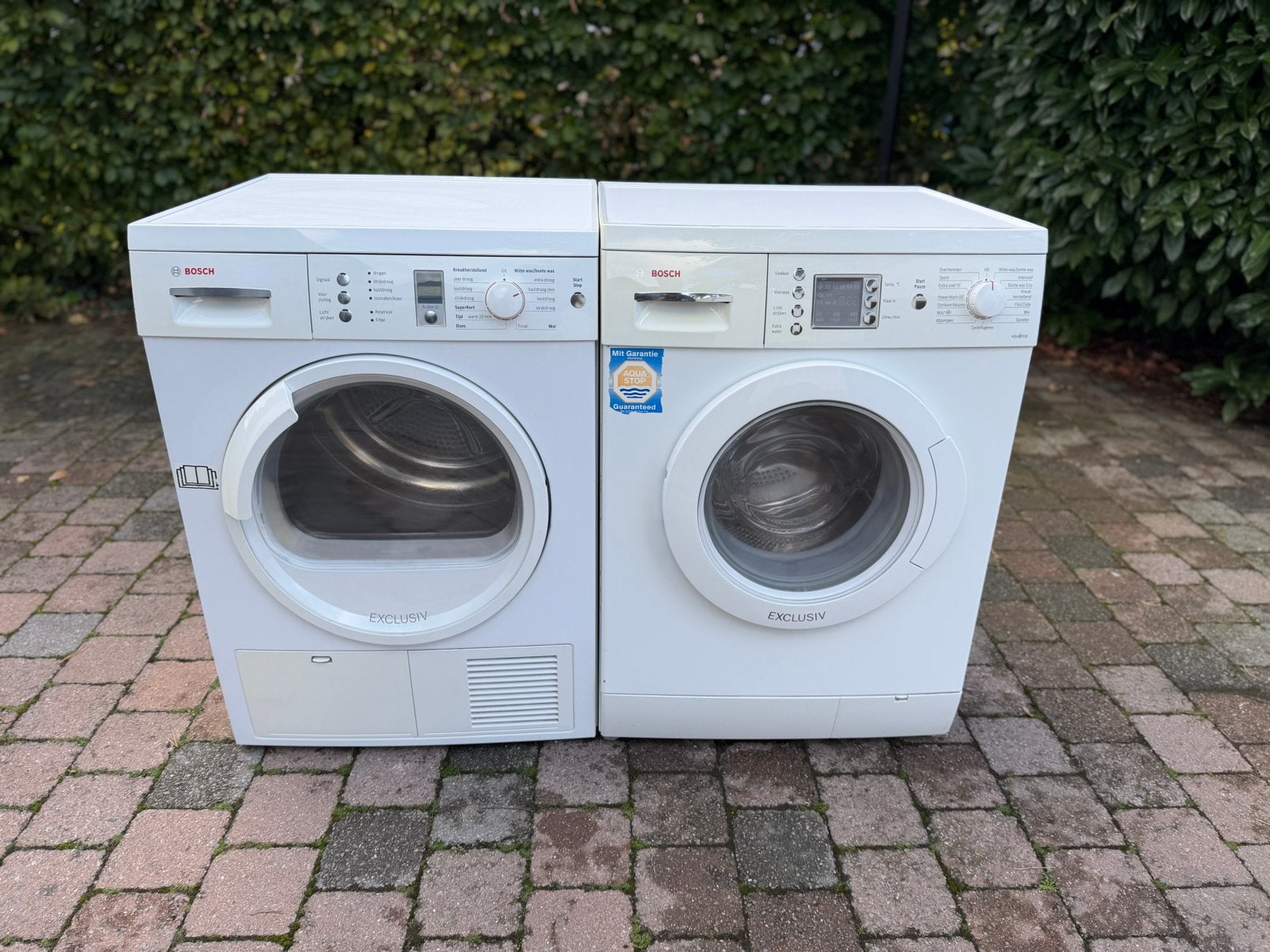 nette wasmachine bosch A+++ 8kg & droger bosch A+++ 8kg set, Ophalen of Verzenden, Zo goed als nieuw