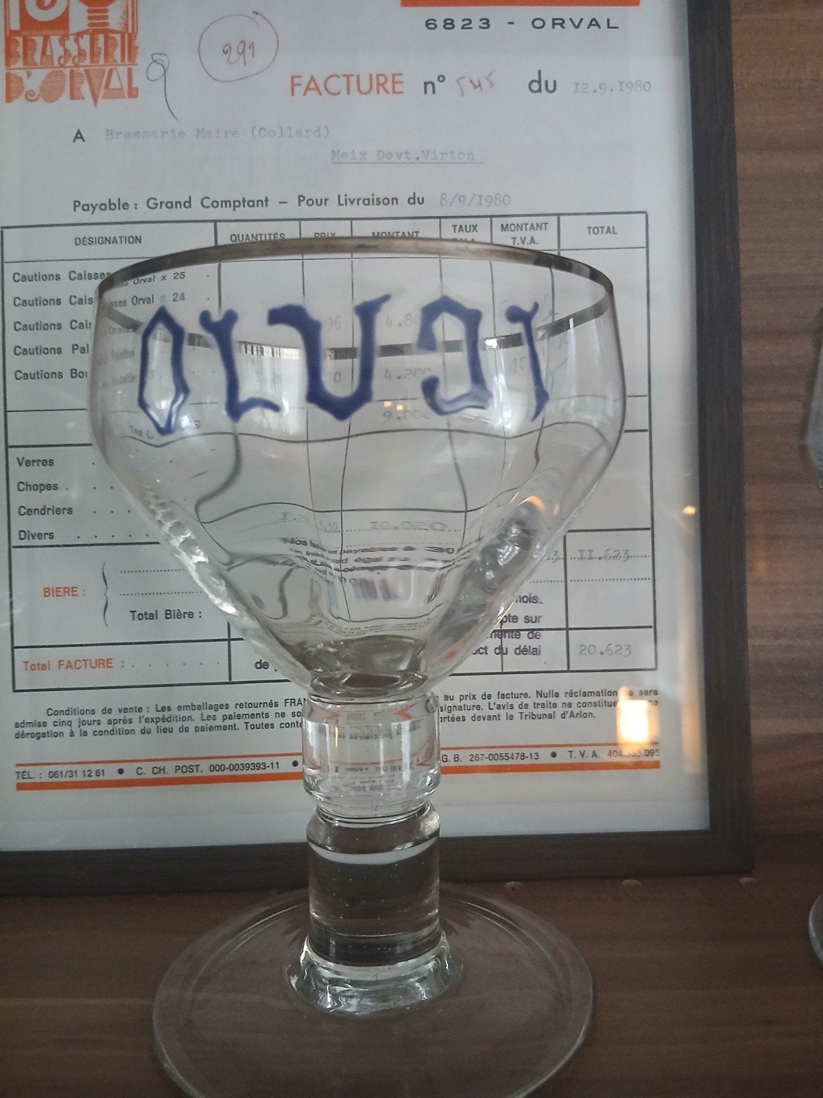 ancien verre orval gothique olvai, Collections, Marques de bière, Enlèvement ou Envoi