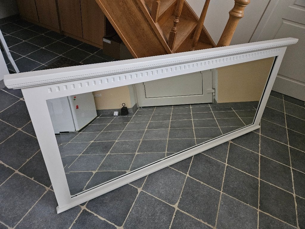 Witte spiegel met mooie geslepen rand, Ophalen, Rechthoekig, 125 cm of meer, Minder dan 100 cm