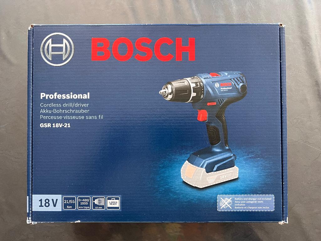 Bosch GSR 18V-21 Professional (sans batterie), Bricolage & Construction, Enlèvement ou Envoi, Comme neuf, Foreuse et Perceuse