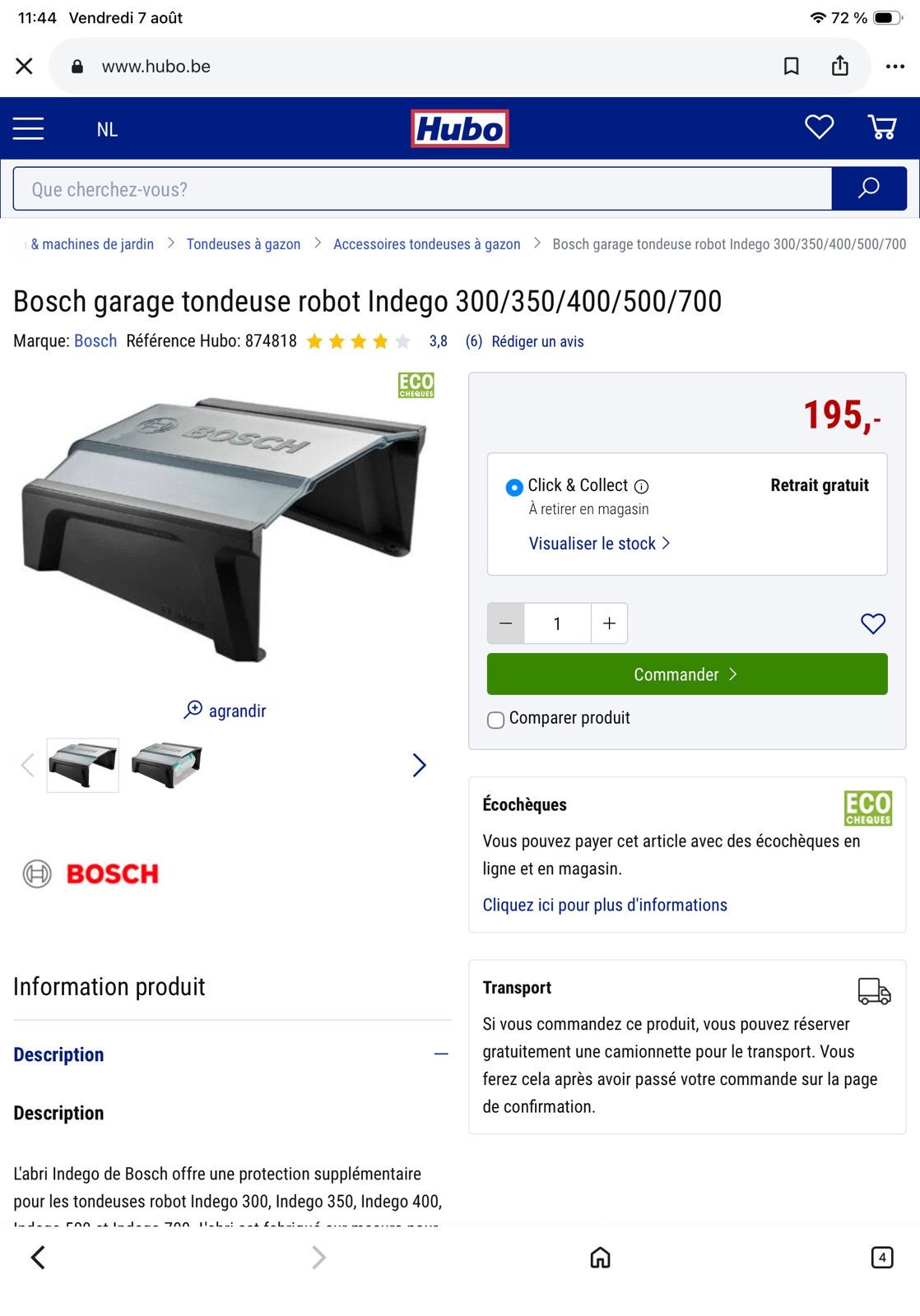 .Abri Bosch nickel et Robot S 500 pour pièces, Jardin & Terrasse, Enlèvement ou Envoi, Comme neuf