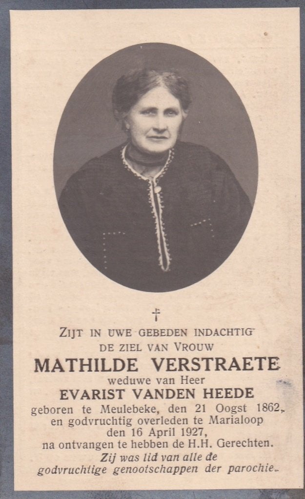 69 / B P FOTO VERSTRAETE M MEULEBEKE 1862 - 1927, Ophalen of Verzenden