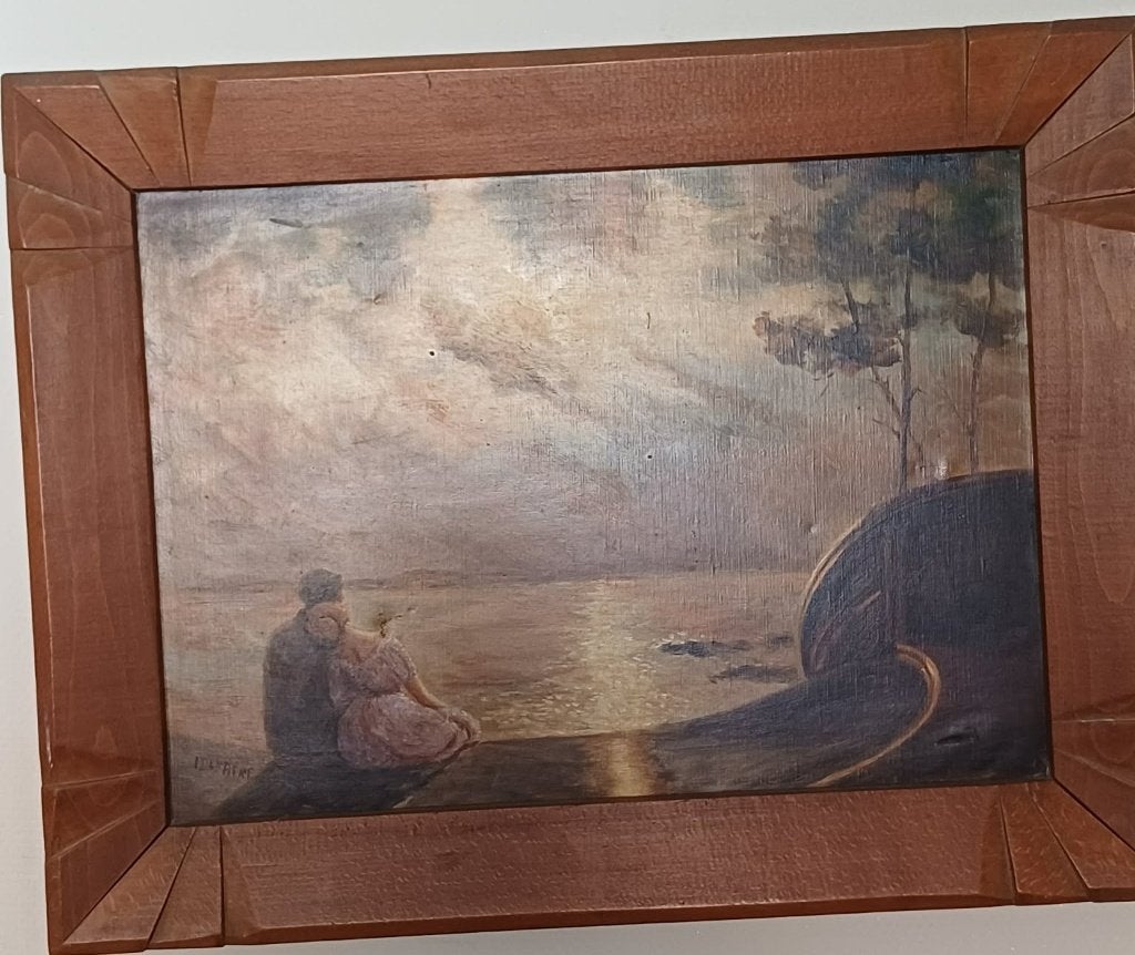 Tableau Art Déco ancien - Huile sur toile signée J. DEFRENE, Antiquités & Art, Peinture à l'huile, Paysage, Réaliste, Toile