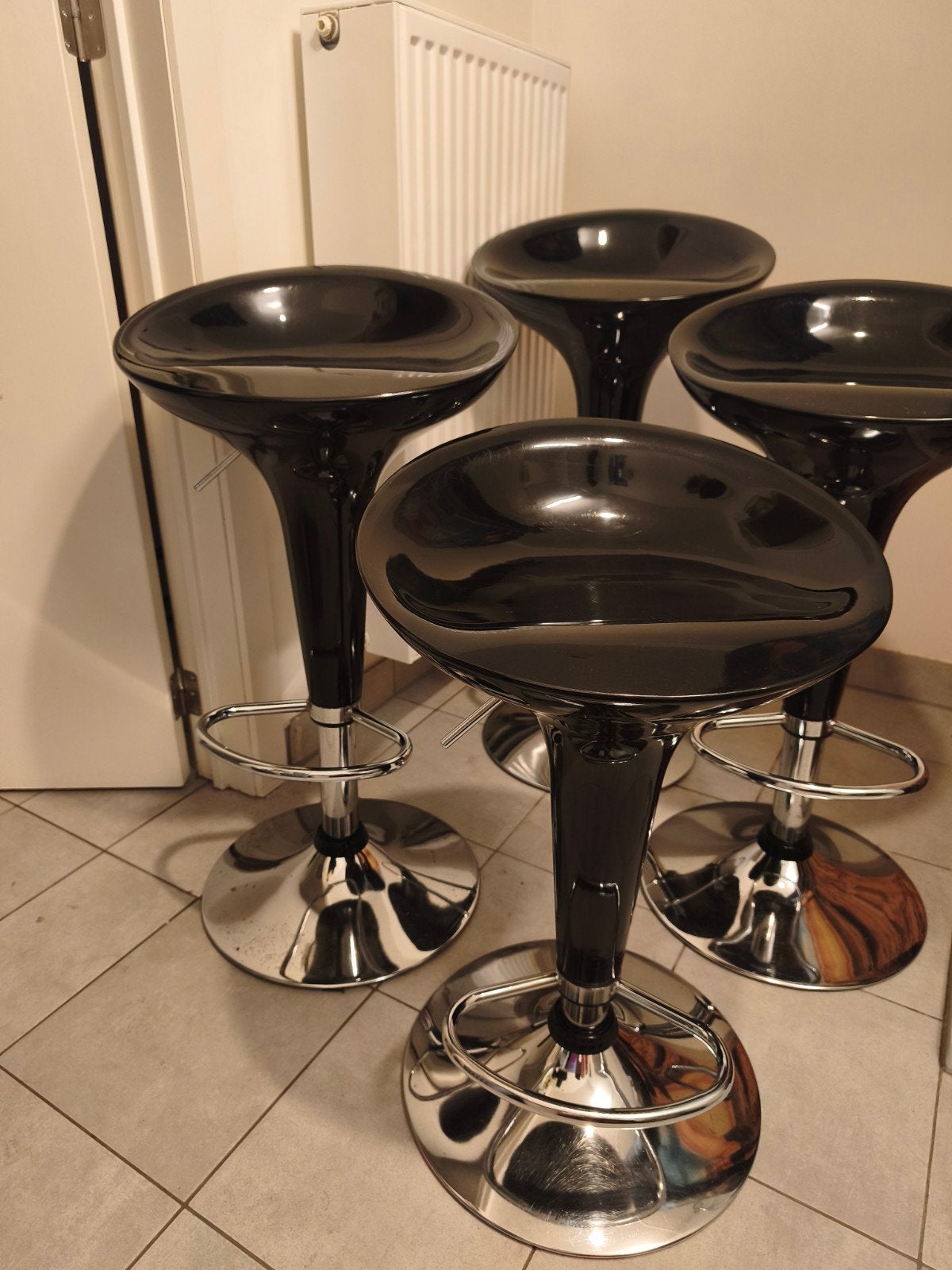 Tabouret de bar noir/chromé, lot de 4, Maison & Meubles, Tabourets de bar, Enlèvement